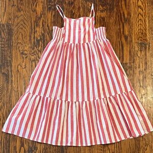 Chic Light Red and White Striped Kids Dress